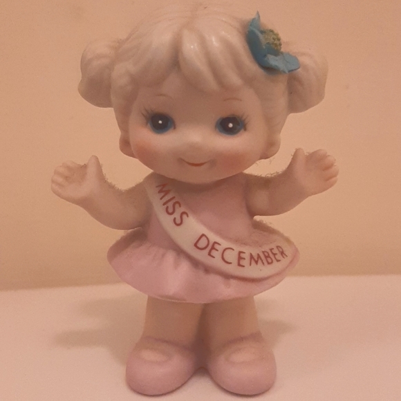 Russ Other - Russ Miss December Calender Girl Sash 1960s Happy Little Girl Vintage Figurine